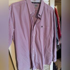 Cinch Red White Button Down Shirt